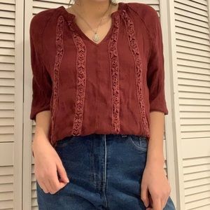 Burgundy floral blouse